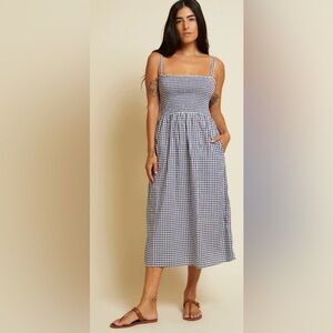 Nation LTD Embry Strapless Midi  Sundress in Gingham Women Size M Pima cotton